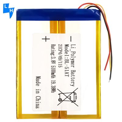 Stock BL-51AT Piles de téléphones mobiles pour les appareils Tecno H8 8H Dioipad 8 3.8V 5100mAh