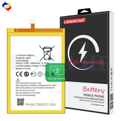 Batteries polymères au lithium-ion BL-40ET Générales rechargeables pour Tecno L8 Lite 3,85V 4000mAh