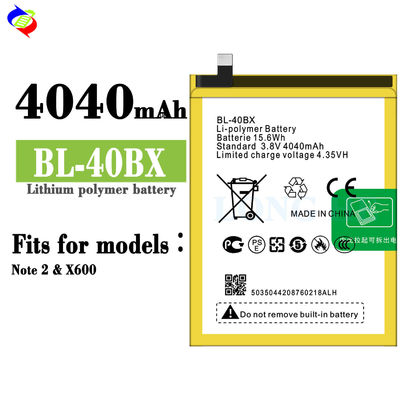 BL-40BX Remplacement de la batterie pour Infinix Note 2 X600 3,8V 4040mAh Performance supérieure