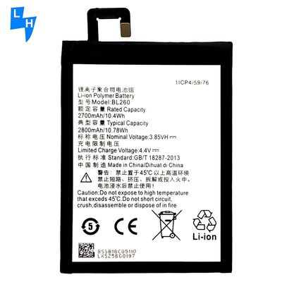 Piles mobiles à double protection IC pour Lenovo Vibe S1 Lite/S1LA40 BL260 2800mAh