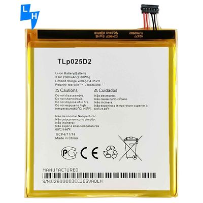 8050E 8050D 9001X 5098O Batterie de téléphone portable TLP025D2 2580mAh 3.8V pour Alcatel Pixi 4 6.0