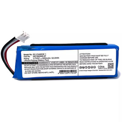 AAA 6000mAh Capacité de remplacement Li-polymère AEC982999-2P batterie haut-parleur pour JBL-CHARGE 1